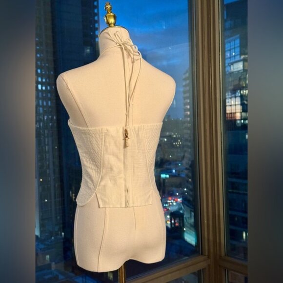 🆕 CULT GAIA 🧿 NWOT Off-White Habana Strappy Corset Zip Top, Sz US 10 - Picture 9 of 16